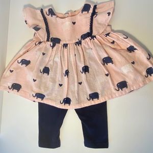 Pippa & Julie Elephant Top+Legging Set, 3-6M